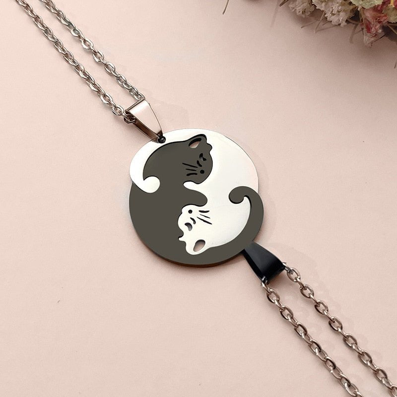 Stainless Steel Yin Yang Cat Necklace